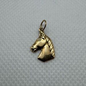 14K Yellow Gold Horse Head Charm Pendant Equestrian Gorgeous Piece 585